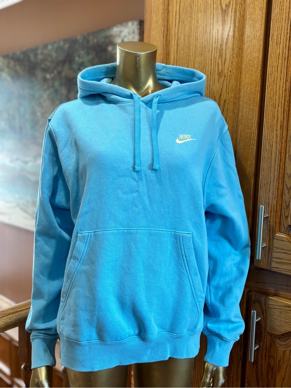 Nike Blue Hooded Sweatshirt with White Swoosh